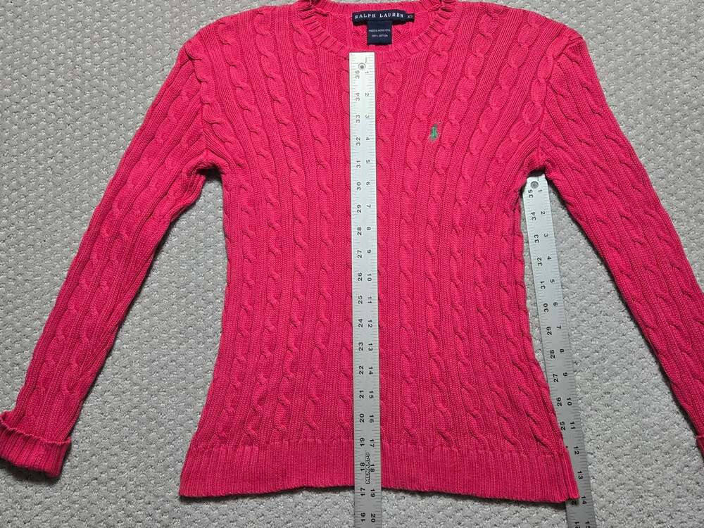Ralph Lauren Pink Cable Knit Crew Neck Cotton Sweater XS - Picture 5 of 11